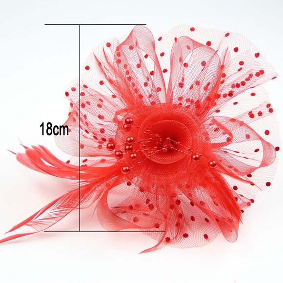 2151 Feiyu Fascinators Hat Headband And A Clip Tea Party Crafts Penny Mesh main image 5